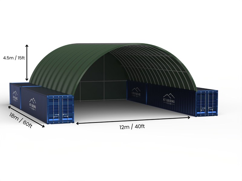 Vão de 12m (40 pés) | Toldos para Contêineres - 40 pés x 12 pés (12m x 4,5m)
