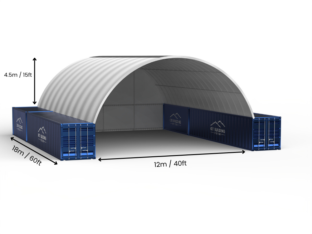 Vão de 12m (40 pés) | Toldos para Contêineres - 40 pés x 12 pés (12m x 4,5m)