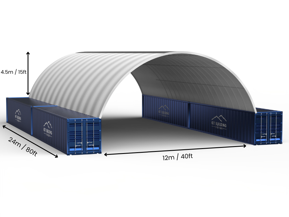Vão de 12m (40 pés) | Toldos para Contêineres - 40 pés x 12 pés (12m x 4,5m)