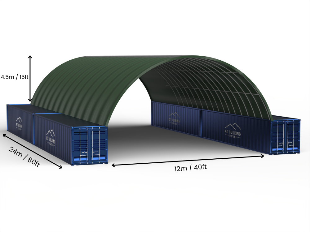 Vão de 12m (40 pés) | Toldos para Contêineres - 40 pés x 12 pés (12m x 4,5m)
