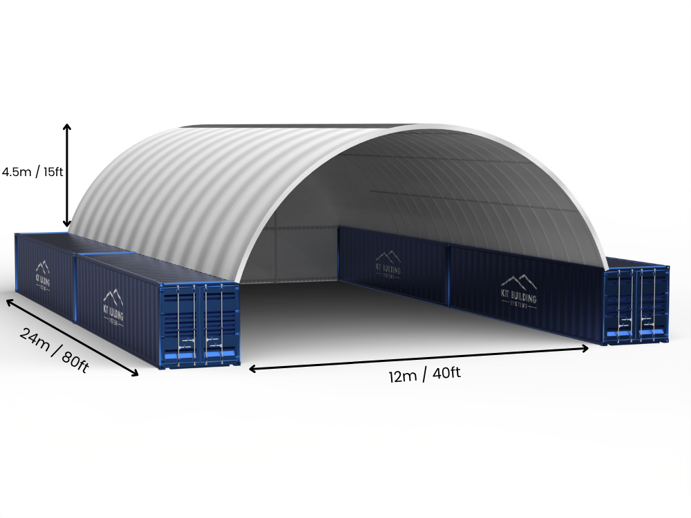 Vão de 12m (40 pés) | Toldos para Contêineres - 40 pés x 12 pés (12m x 4,5m)