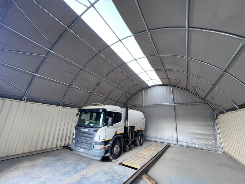 Vão de 10m (33ft) | Toldos para Contêineres - 33ft x 12ft (10m x 3,6m)