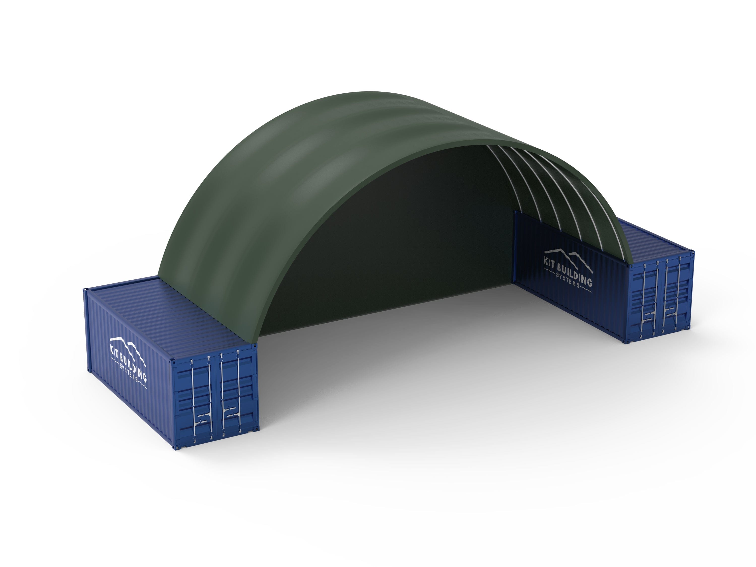 Kit Buildings Container Shelter Military Green / Back Panel Container Shelter - 40ft x 20ft x 15ft (12m x 6m x 4.5m)