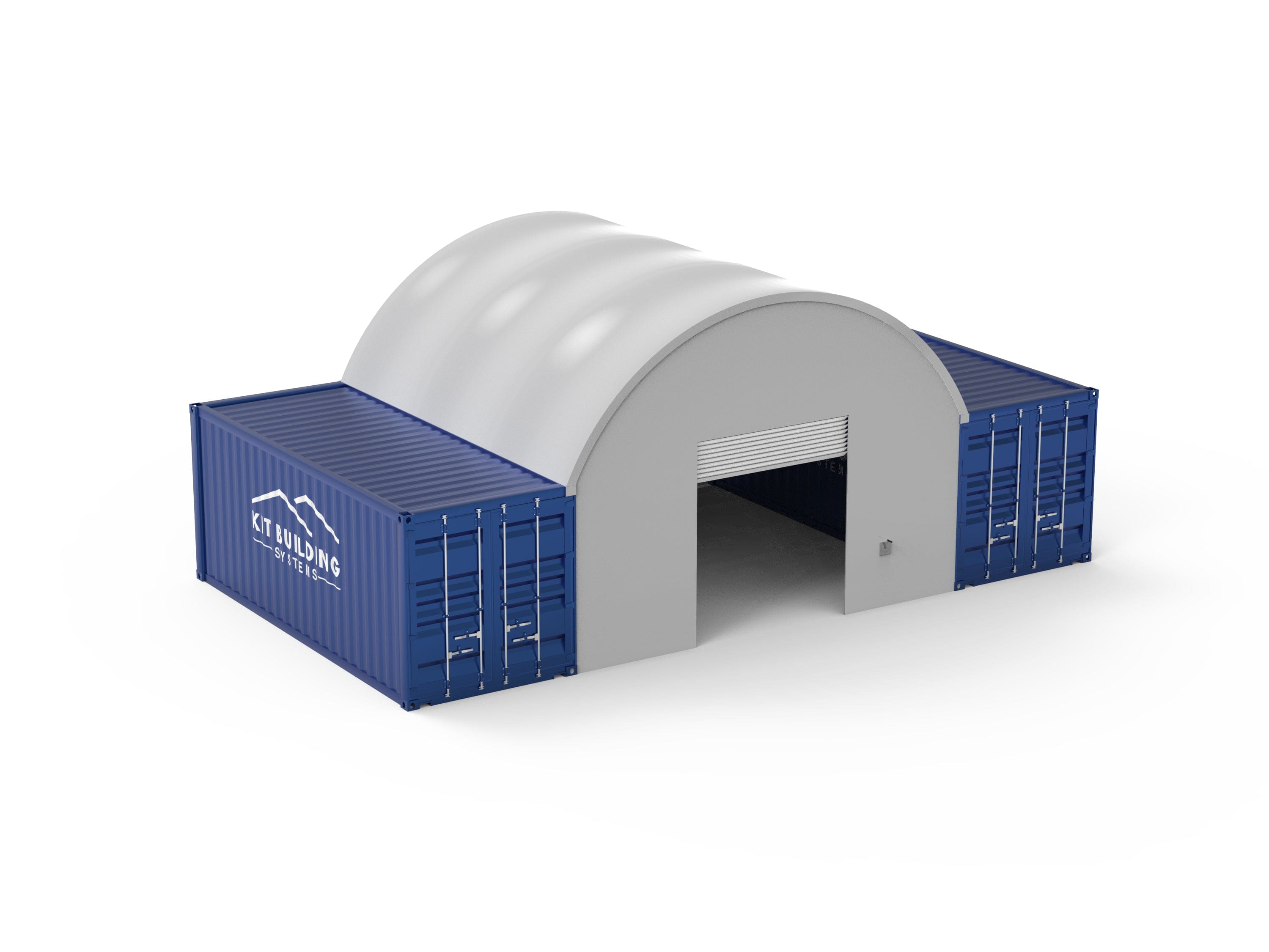 Kit Buildings Light Grey / Back & Front Panel with Winch Door Container Shelter - 20ft x 20ft x 6.5ft (6m x 6m x 2m)