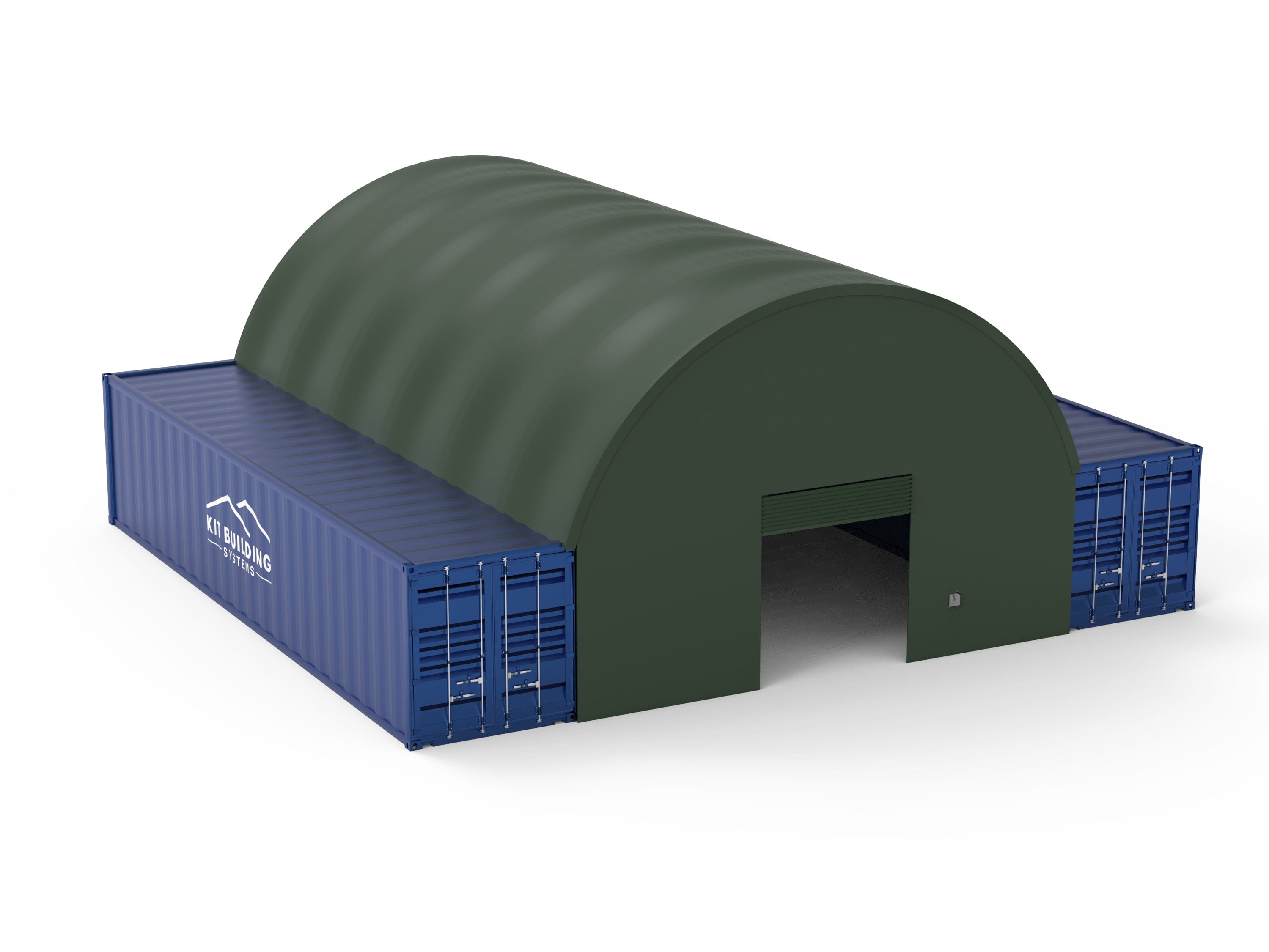 Kit Buildings Military Green / Back & Front Panel with Winch Door Container Shelter - 26ft x 40ft x 10ft (8m x 12m x 3m)