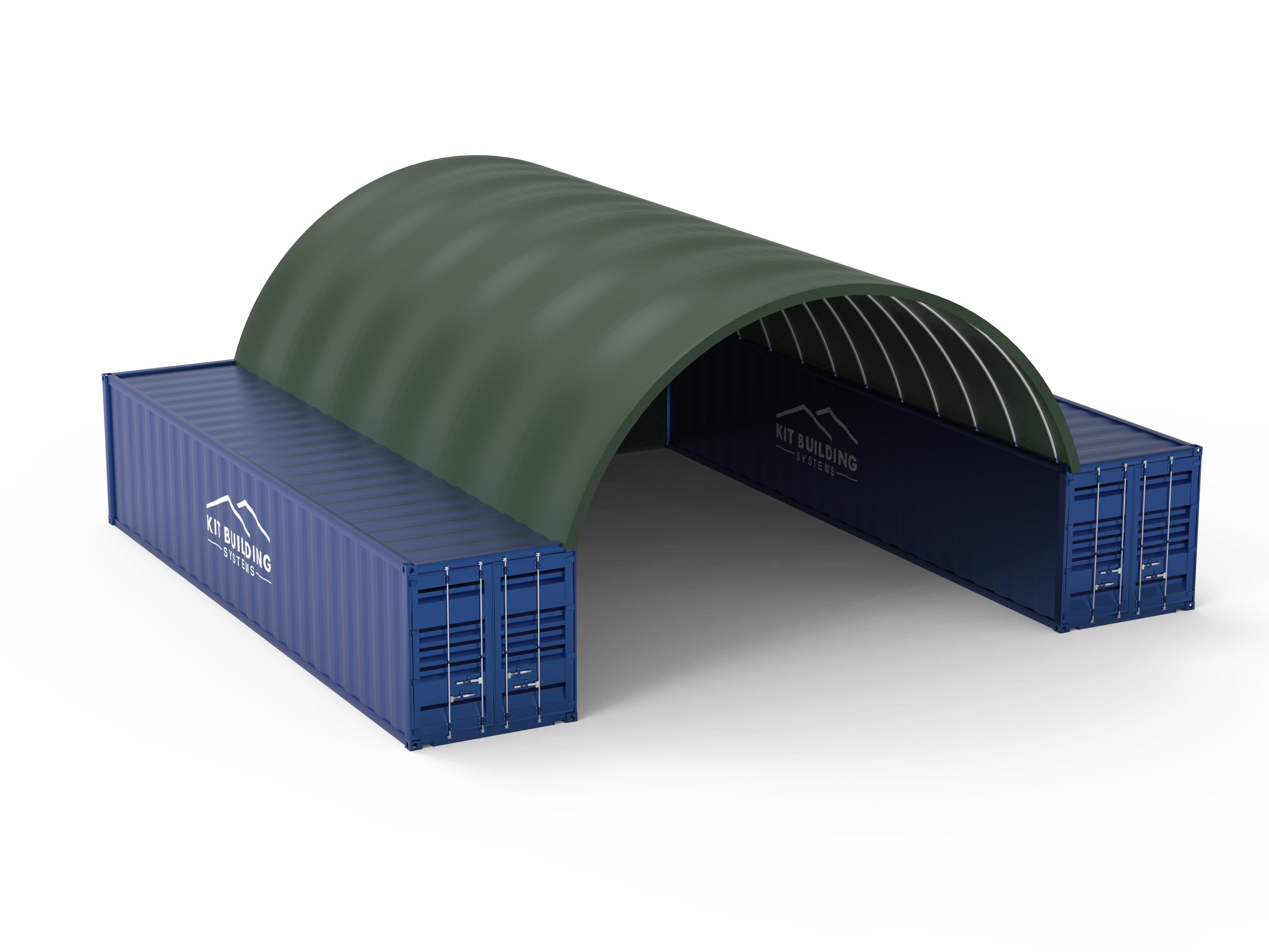 Kit Buildings Military Green / Back Panel Container Shelter - 26ft x 40ft x 10ft (8m x 12m x 3m)